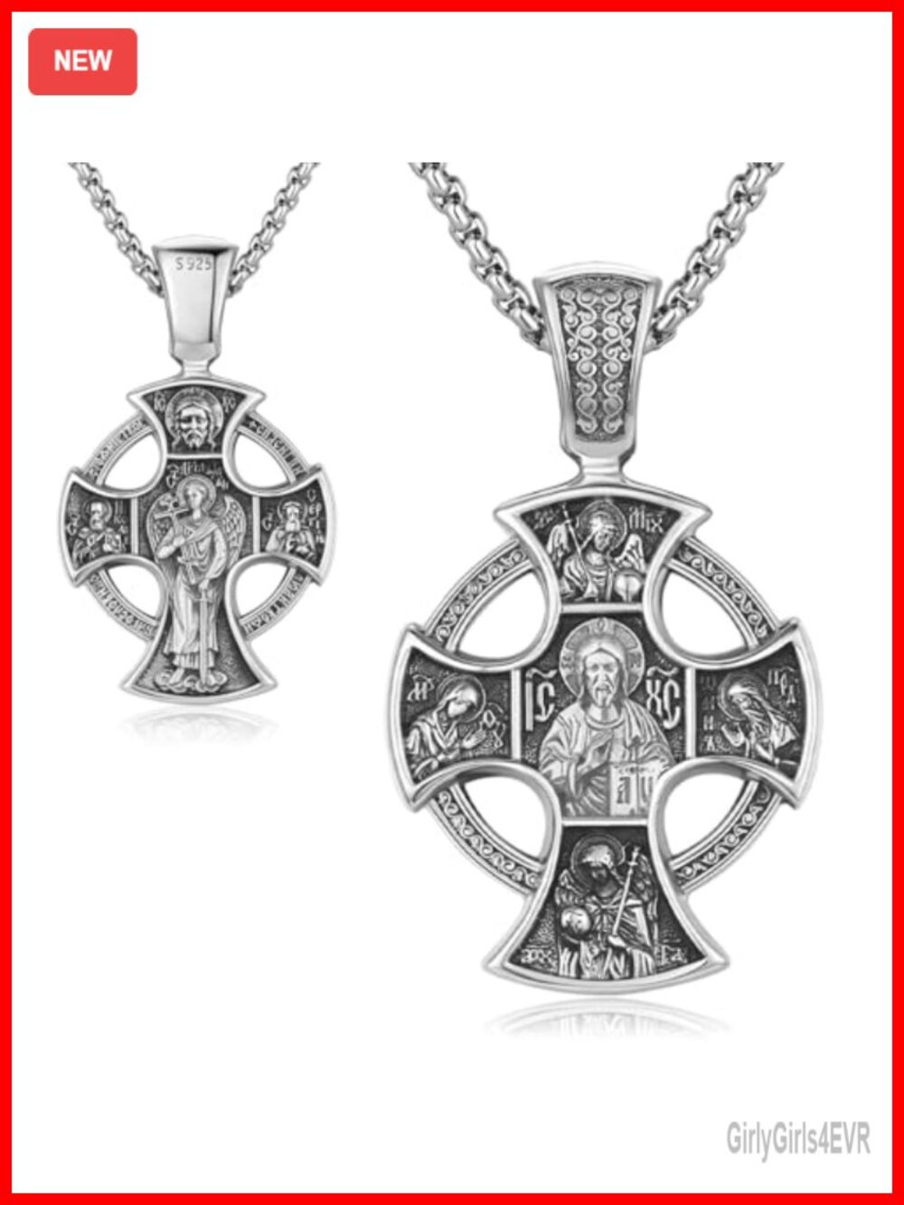 S925 Sterling Silver Catholic Patron Saint Medal Pendant Necklace 22in